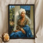 She Kept the House Black Woman Art Print Afrocentric Kitchen Wall Art Oil Painting Style African American Decor
