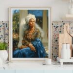She Kept the House Black Woman Art Print Afrocentric Kitchen Wall Art Oil Painting Style African American Decor