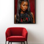 Soulaan Daughter Art Print Black American Heritage Flag Black Woman Oil Painting Style Foundational Black American Wall Art