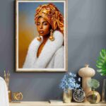 Gold and Pearl Black Woman Portrait Art Print Elegant Afrocentric Wall Art Impasto Oil Painting Fine Art Print