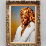 Gold and Pearl Black Woman Portrait Art Print Elegant Afrocentric Wall Art Impasto Oil Painting Fine Art Print