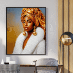 Gold and Pearl Black Woman Portrait Art Print Elegant Afrocentric Wall Art Impasto Oil Painting Fine Art Print