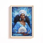 Yemoja Art Print Orisha Wall Art Spiritual Black Art Afrocentric Altar Decor Oil Painting Style