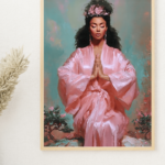 Meditate Pray Black Woman Spiritual Art Print Prayer Wall Art African American Oil Painting Style Altar Decor