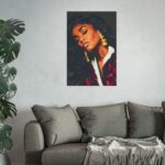 Black Woman Portrait with Gold Earrings Impasto Oil Painting Print Soulful Afrocentric Wall Art Contemporary Black Fine Art
