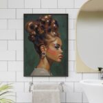 Black Woman Profile Portrait Art Print Impasto Oil Painting Style Afrocentric Wall Art Contemporary Living Room Decor