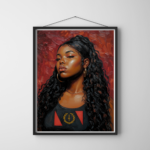Soulaan Woman Portrait Print Black American Heritage Flag Art Foundational Black American Wall Art Oil Painting Style
