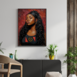 Soulaan Woman Portrait Print Black American Heritage Flag Art Foundational Black American Wall Art Oil Painting Style