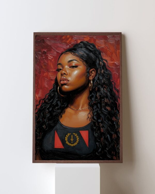 Soulaan Woman Portrait Print, Black American Heritage Flag Art, Foundational Black American Wall Art, Oil Painting Style