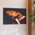Black Woman Portrait with Gold Earrings Impasto Oil Painting Print Soulful Afrocentric Wall Art Contemporary Black Fine Art