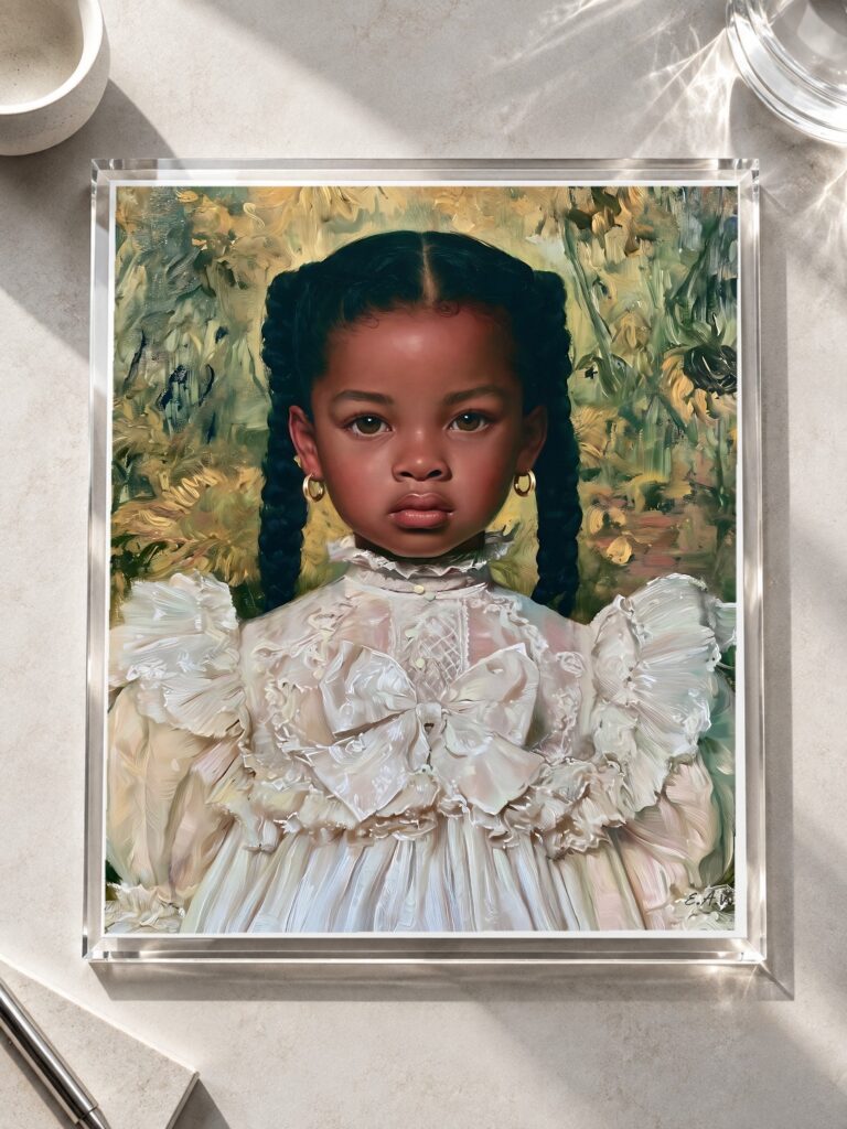Black girl portrait in a Victorian dress